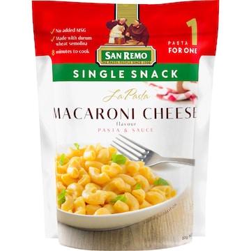 San Remo La Pasta Macaroni Cheese Single Snack 80g