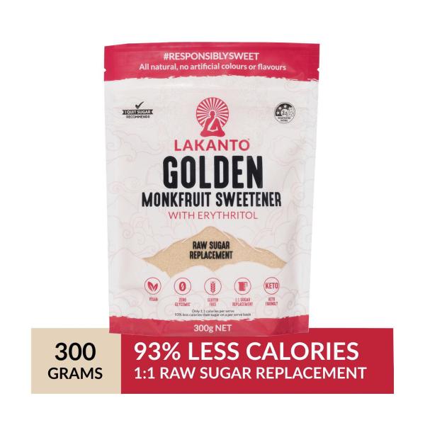 LAKANTO GOLDEN MONKFRUIT SWEETENER RAW SUGAR REPLACEMENT 300G