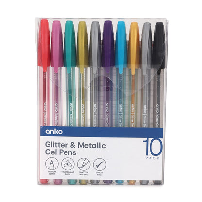 10 Pack Glitter and Metallic Gel Pens