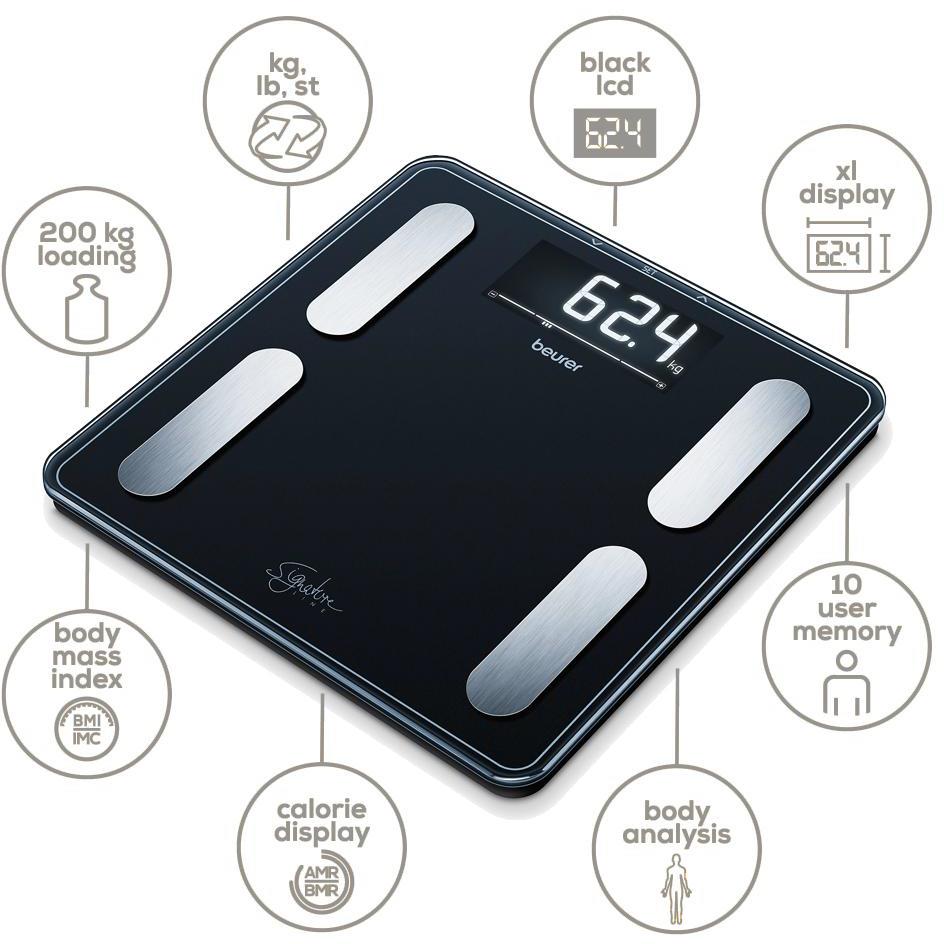 Beurer BF400B Signature Line Digital Glass Body Fat Scale (Black)