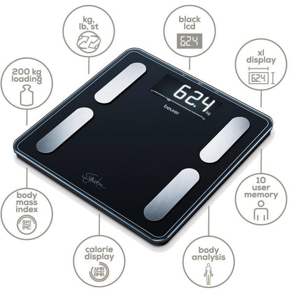Beurer BF400B Signature Line Digital Glass Body Fat Scale (Black)