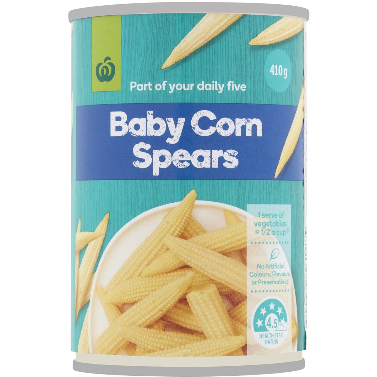 Woolworths Baby Corn Spears 410g Can