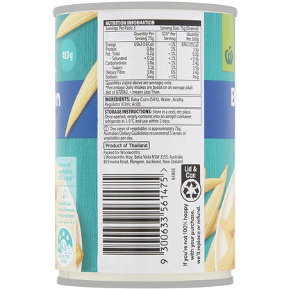 Woolworths Baby Corn Spears 410g Can