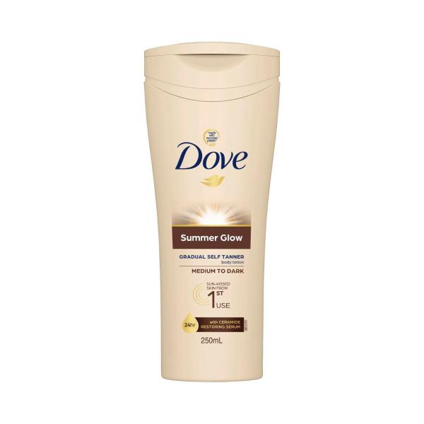 DOVE SUMMER GLOW GRADUAL SELF TANNER BODY LOTION MEDIUM TO DARK 250ML