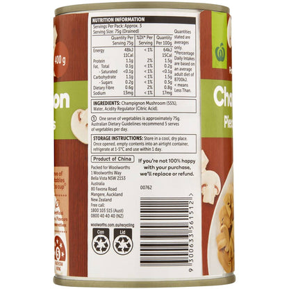 Woolworths Champignons Pieces & Stems 400g