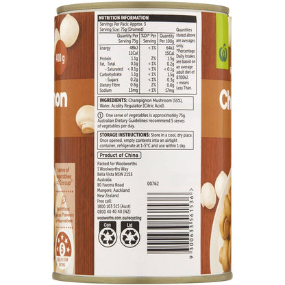 Woolworths Champignon Whole 400g