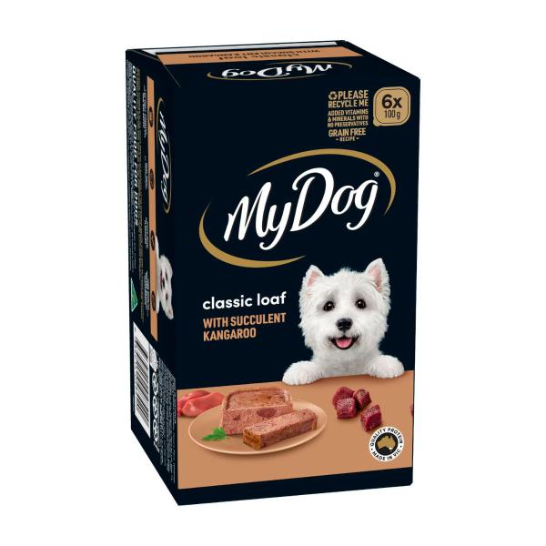MY DOG ADULT WET DOG FOOD TASTY KANGAROO MEATY LOAF 6X100G TRAYS