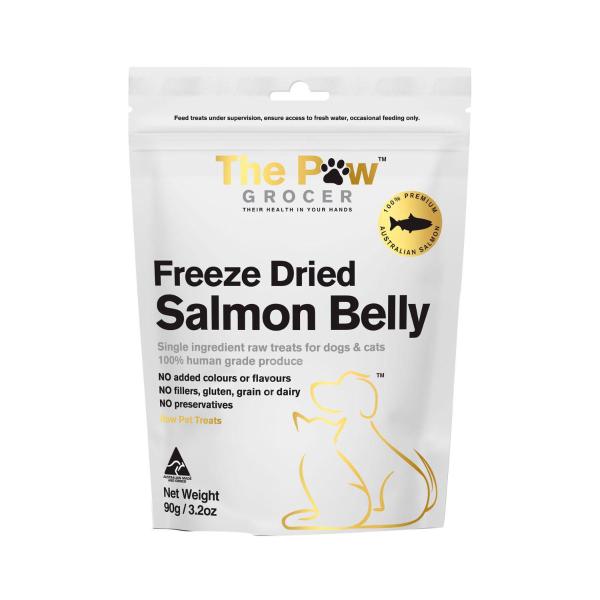 THE PAW GROCER FREEZE DRIED SALMON BELLY WITH FINS DOG TREAT 90 GRAM