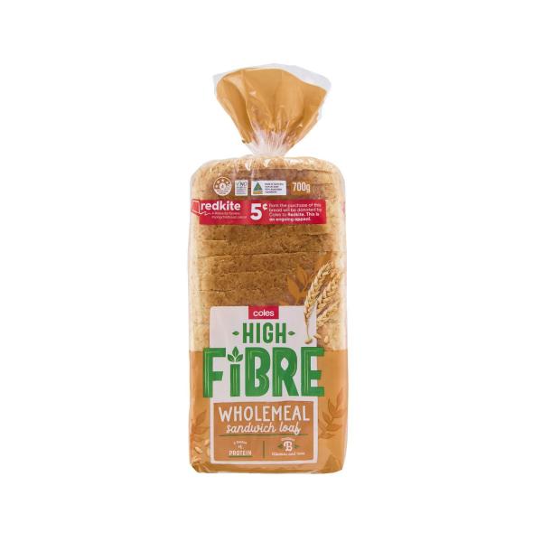 COLES HI FIBRE WHOLEMEAL BREAD