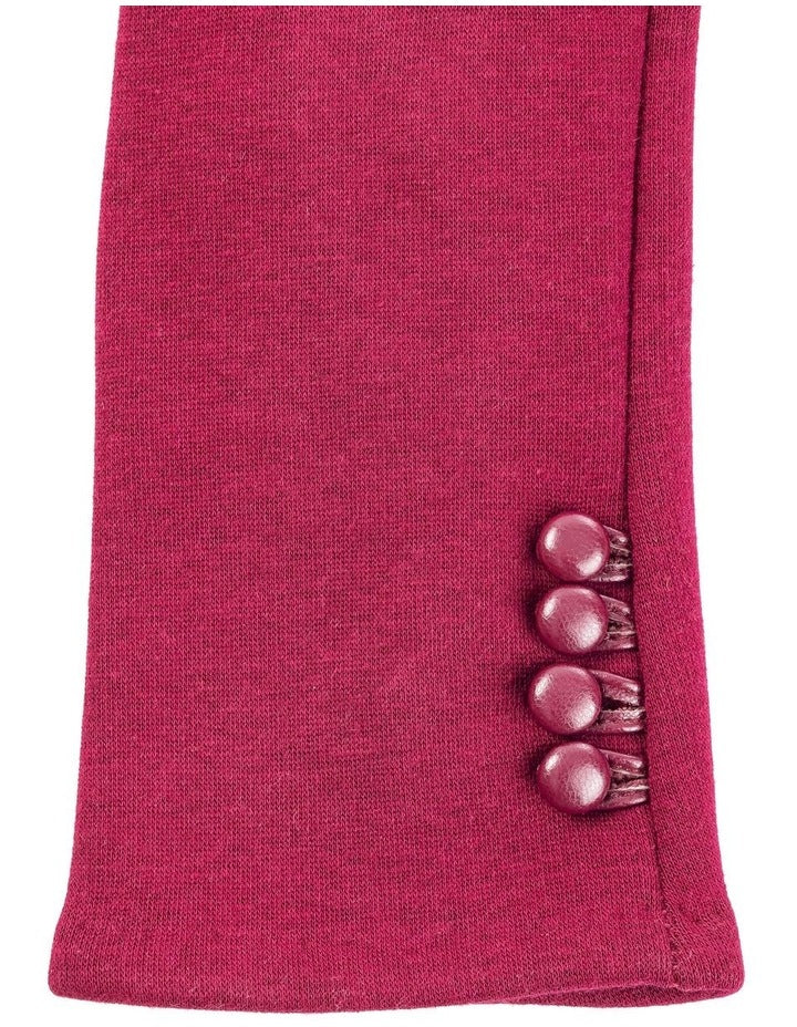 Button Trimmed Gloves in Burgundy