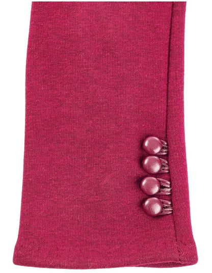 Button Trimmed Gloves in Burgundy