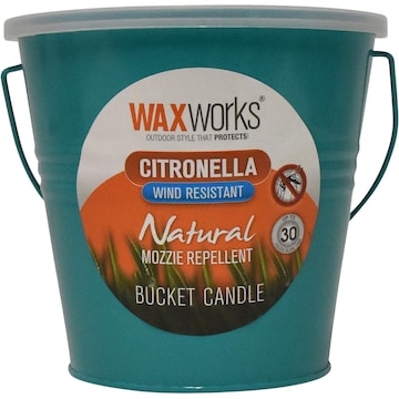 Waxworks Metal Bucket Citronella Candle Assorted 13cm each