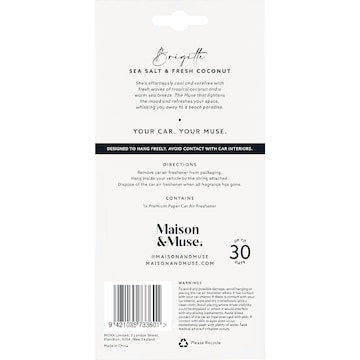 Maison & Muse Car Air Freshener Coconut & Sea Salt each