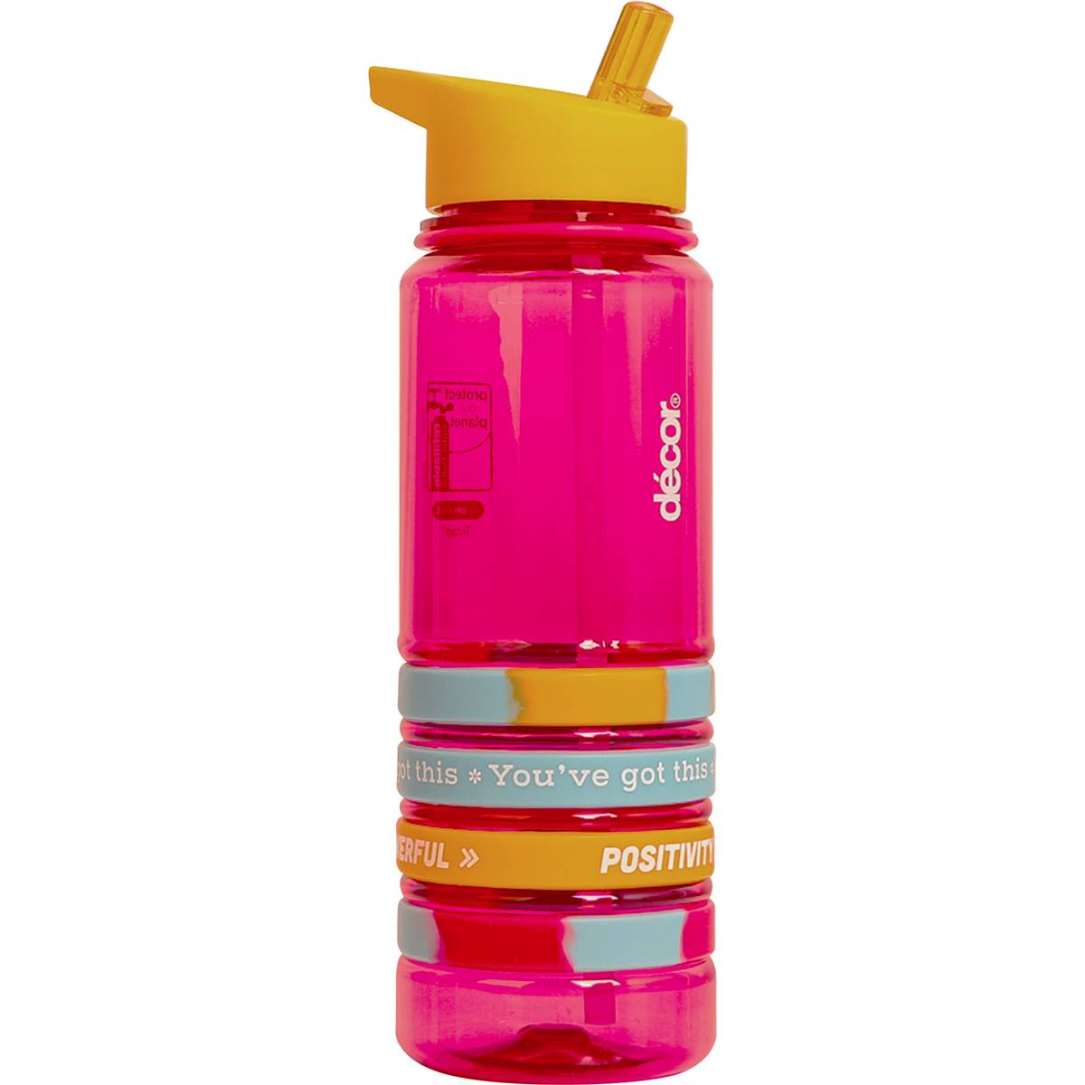 Decor Quad Bands Tritan Water Drink Bottle 750mL Assorted each