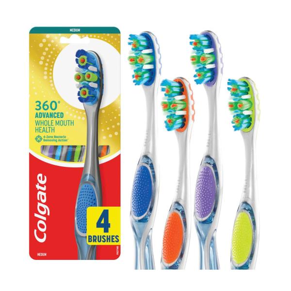 COLGATE 360 ADVANCED MEDIUM TOOTHBRUSH 4PK