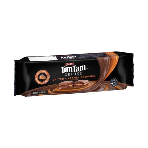 ARNOTTS TIM TAM DELUXE CHOCOLATE BISCUITS:SALTED CARAMEL BROWNIE:.:175 GRAM