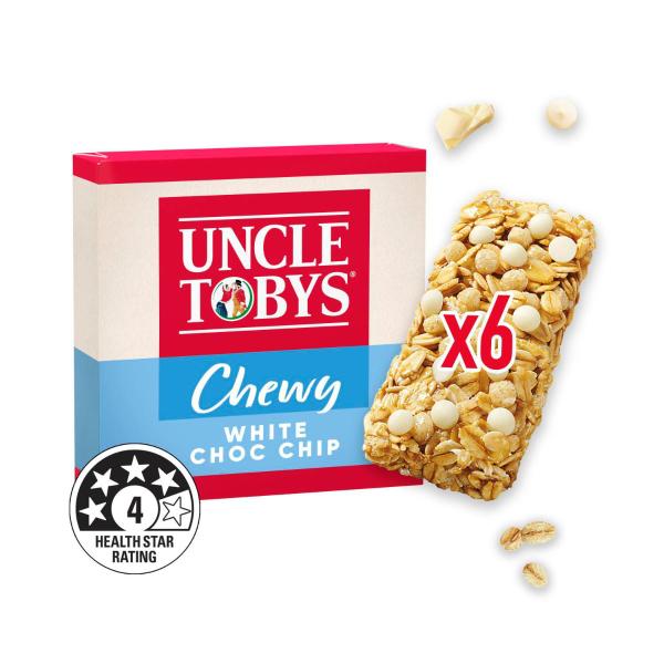 UNCLE TOBYS MUESLI BARS CHEWY WHITE CHOC CHIP KIDS LUNCHBOX SNACKS 185GRAM