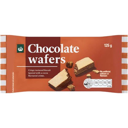 Woolworths Chocolate Creme Wafer Biscuits 125G