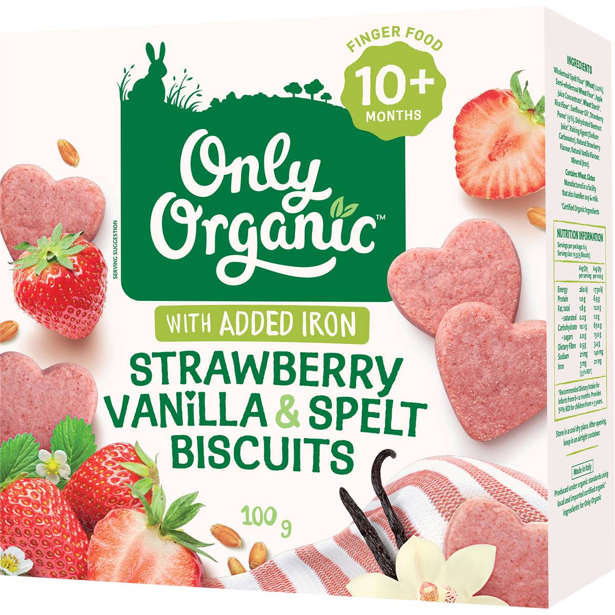 Only Organic Strawberry Vanilla & Spelt Biscuits 100g