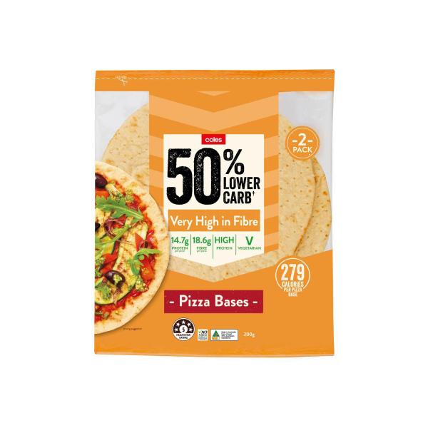 COLES LOW CARB HIGH PROTEIN PIZZA BASE 2PK