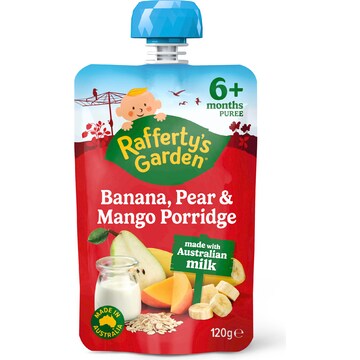 Rafferty's Garden Banana Pear & Mango Porridge Baby Food Pouch 6+ Months 120g
