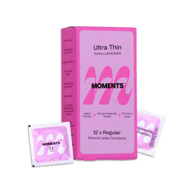 MOMENTS ULTRA THIN REGULAR EXTRA LUBRICATED CONDOMS 12PK