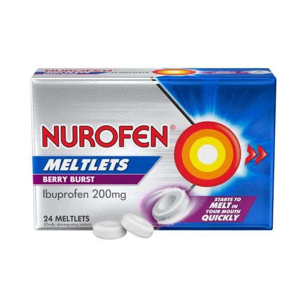NUROFEN IBUPROFEN MELTLETS BERRY BURST 200MG 24PK