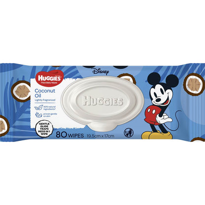 Huggies Thick Baby Wipes Coconut Oil 80 pack