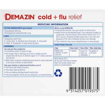 Demazin Cold & Flu Relief Tablets 16 pack