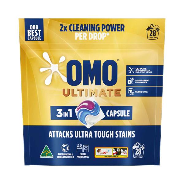OMO ULTIMATE 3 IN 1 LAUNDRY DETERGENT CAPSULES 28 PACK