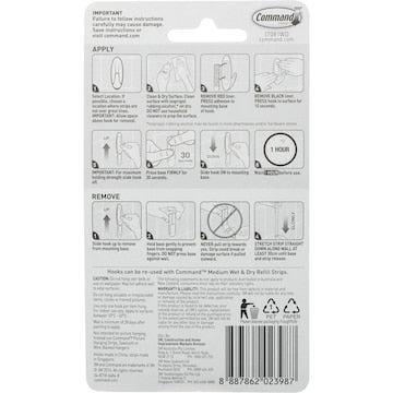 3M Command Wet & Dry Designer Hook 2 pack