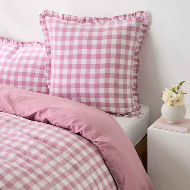 Lulu Gingham Linen/Cotton European Pillowcase