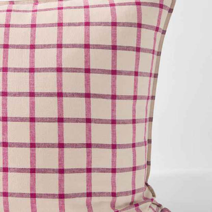 Aster Check Linen/Coton European Pillowcase - Fuschia