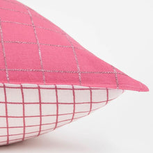 Ayla Check Linen/Cotton European Pillowcases - Wild Rose