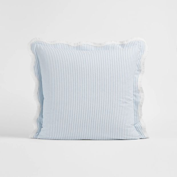 Charlotte Stripe Linen and Cotton European Pillowcase - Sky Blue