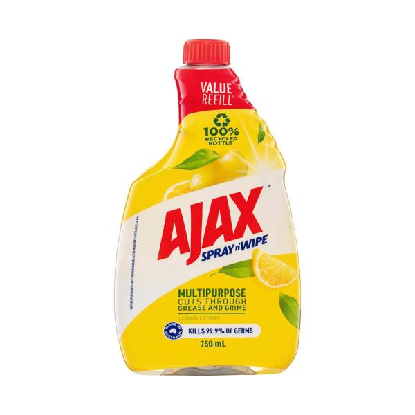 AJAX SPRAY N WIPE CLEANER REFILL:LEMON CITRUS:.:750 ML