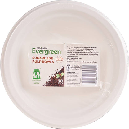 Armada Evergreen Sugarcane Pulp Bowls 20 pack