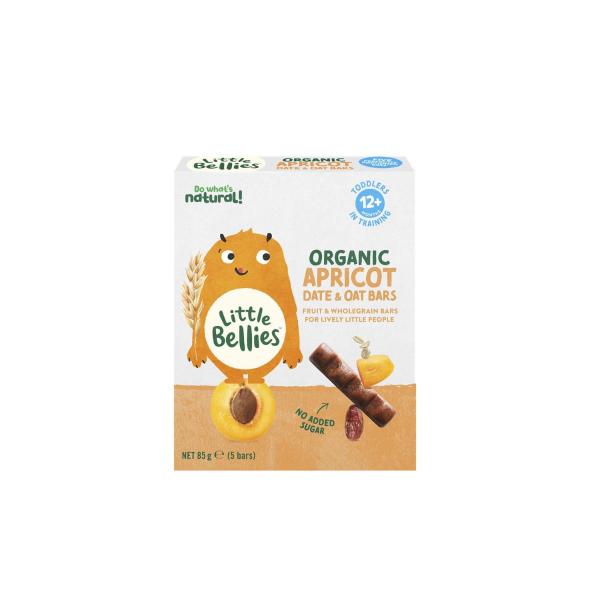 LITTLE BELLIES ORGANIC APRICOT DATE & OAT BARS 85G