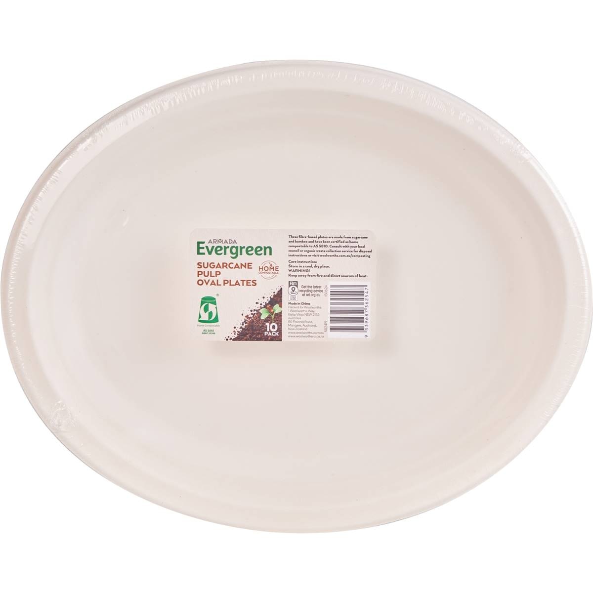 Armada Evergreen Sugarcane Pulp Oval Plates 10 pack