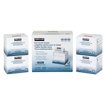 Kirkland Signature Dry Facial Towels 4 x 50PK