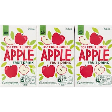 Woolworths Apple Fruit Drink Poppers 250mL x 6 pack
