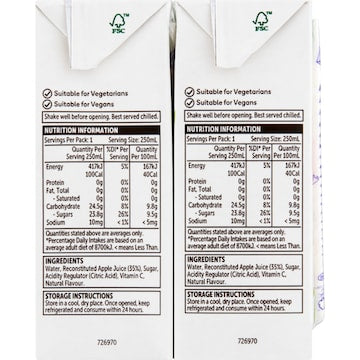 Woolworths Apple Fruit Drink Poppers 250mL x 6 pack