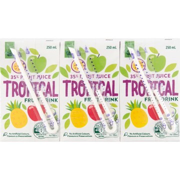 Woolworths Tropical Fruit Drink Poppers 250mL x 6 pack
