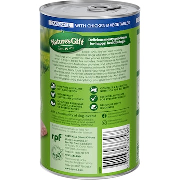 Nature's Gift Adult Wet Dog Food Tin Chicken Casserole 700g