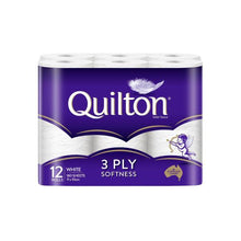 QUILTON 3 PLY TOILET ROLLS 12 PACK:UNSCENTED WHITE:.:2160 SHEET