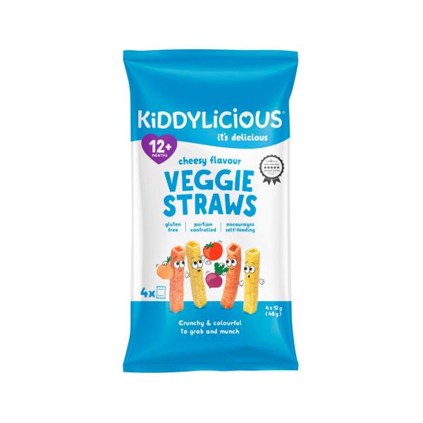 KIDDYLICIOUS VEGGIE STRAWS CHEESY FLAVOUR 4X12G