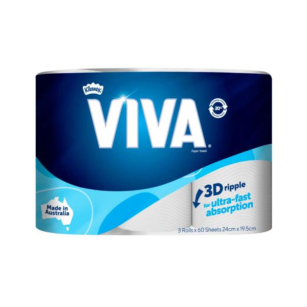 VIVA PAPER TOWEL:WHITE:.:3 PACK