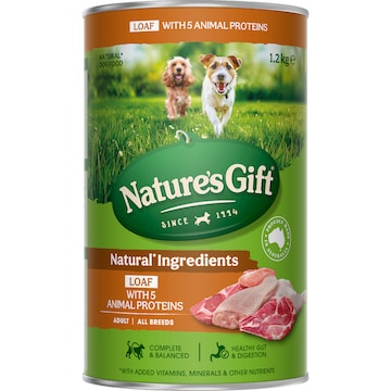Nature's Gift Adult Wet Dog Food Tin Loaf 5 Meats 1.2kg
