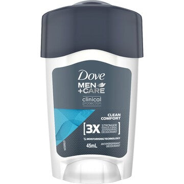 Dove Men+Care Clinical 96hr Deodorant Stick Clean Comfort 45mL