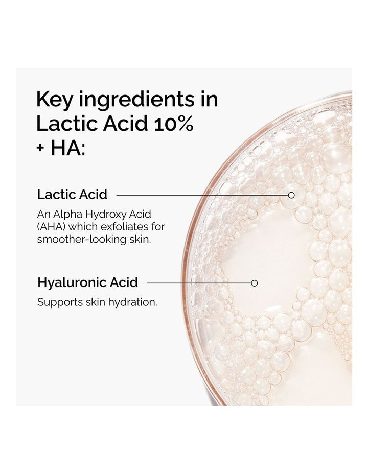 Lactic Acid 10% + Hyaluronic Acid 2% Exfoliating Serum for Smoothing and Brightening30ml